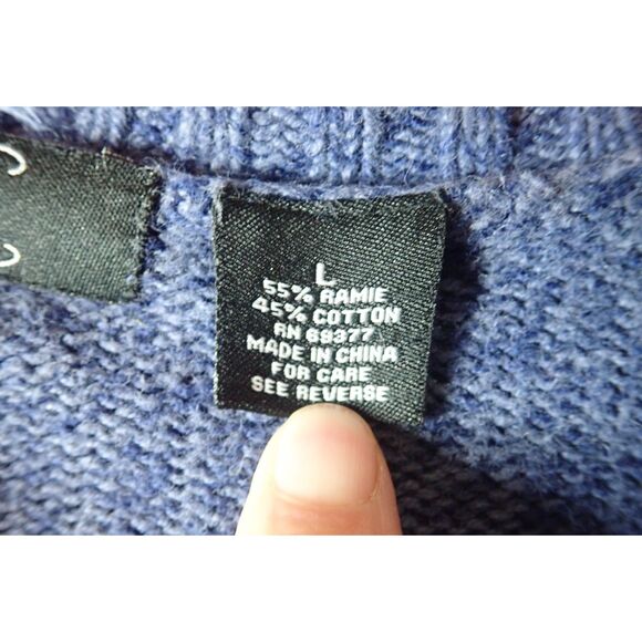 Crystal Kobe Cardigan Sweater Blue Snowflake Embellished Full Zip Large Winter - Picture 11 of 11